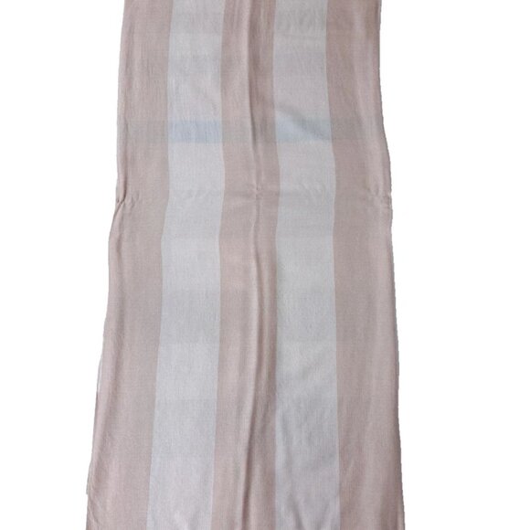 BURBERRY Solid Monogram Logo Multifunctional Nova Pashmina Fringe Pink SHAWL - Picture 3 of 8